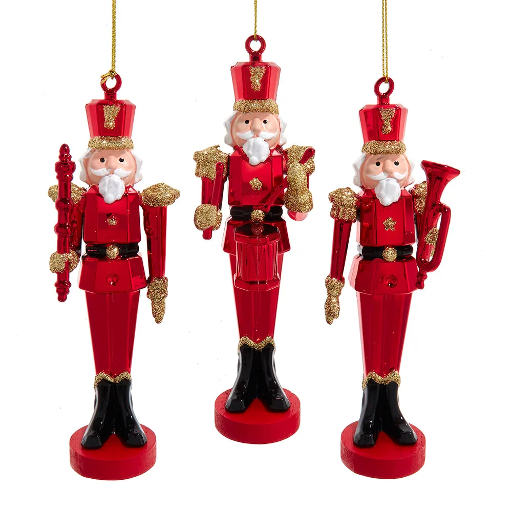 5.5" Plastic Red Nutcracker Soldier Ornament, 3 Assorted