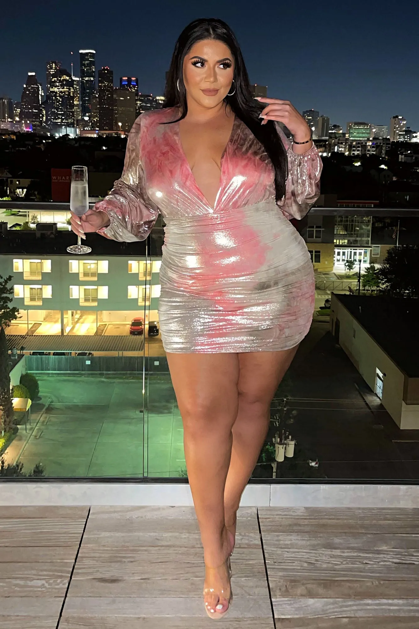 A Bold Sight Metallic Mini Dress - Pink