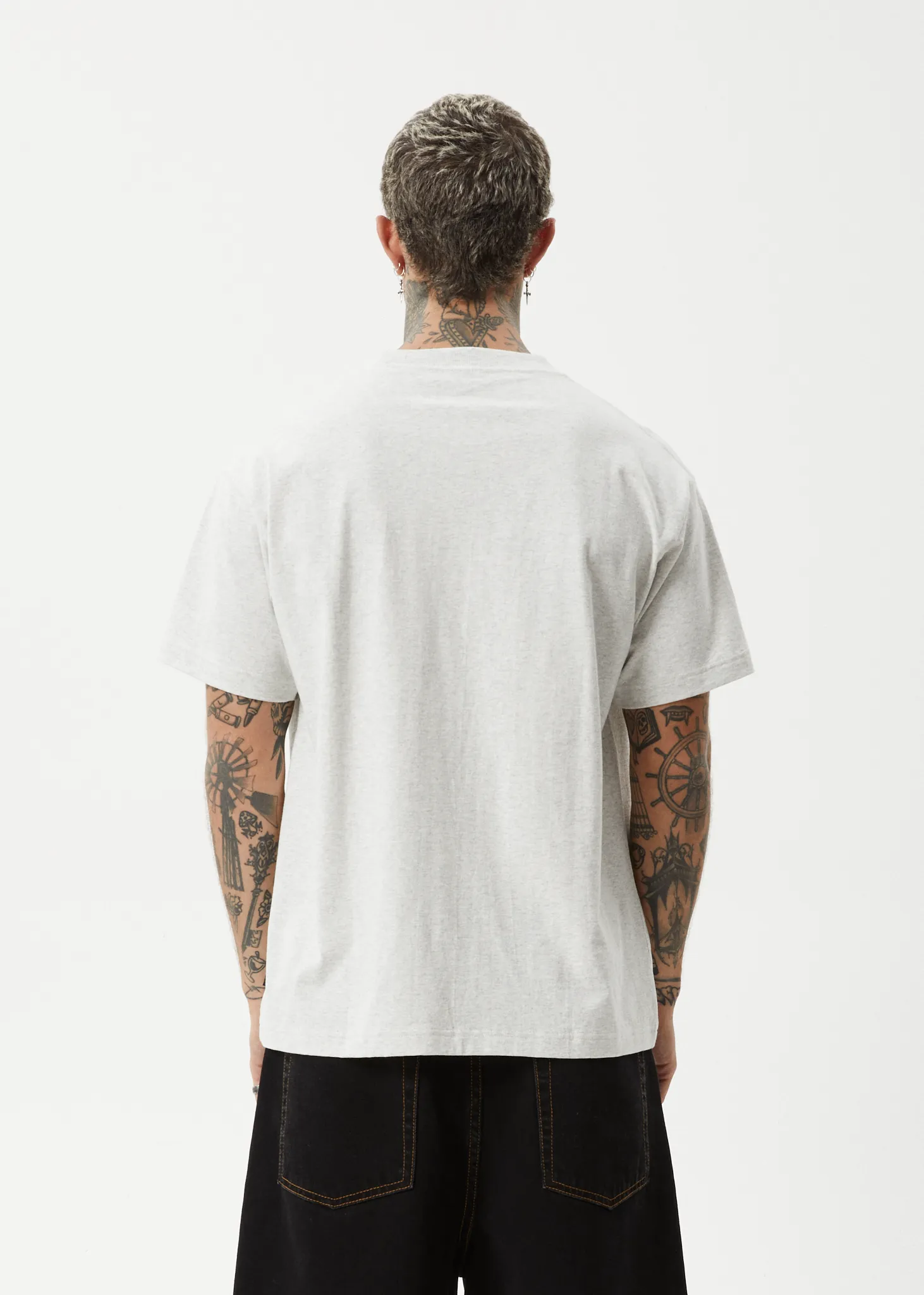 AFENDS Mens Genesis - Heavy Weight Boxy Fit Tee - Grey Marle