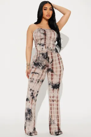 Always In Element Tie Dye Jumpsuit - Brown/combo