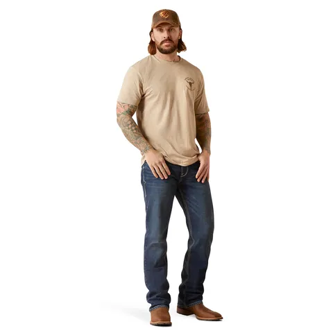 Ariat Men's Oatmeal Heather Bison Skull Tee