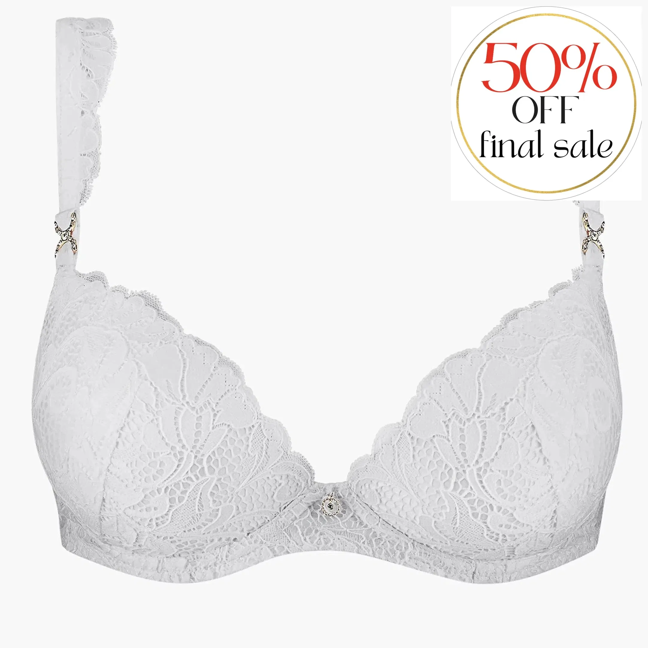 Aubade Mon Bijou Moulded Plunge Bra in Blanc UAN08-6