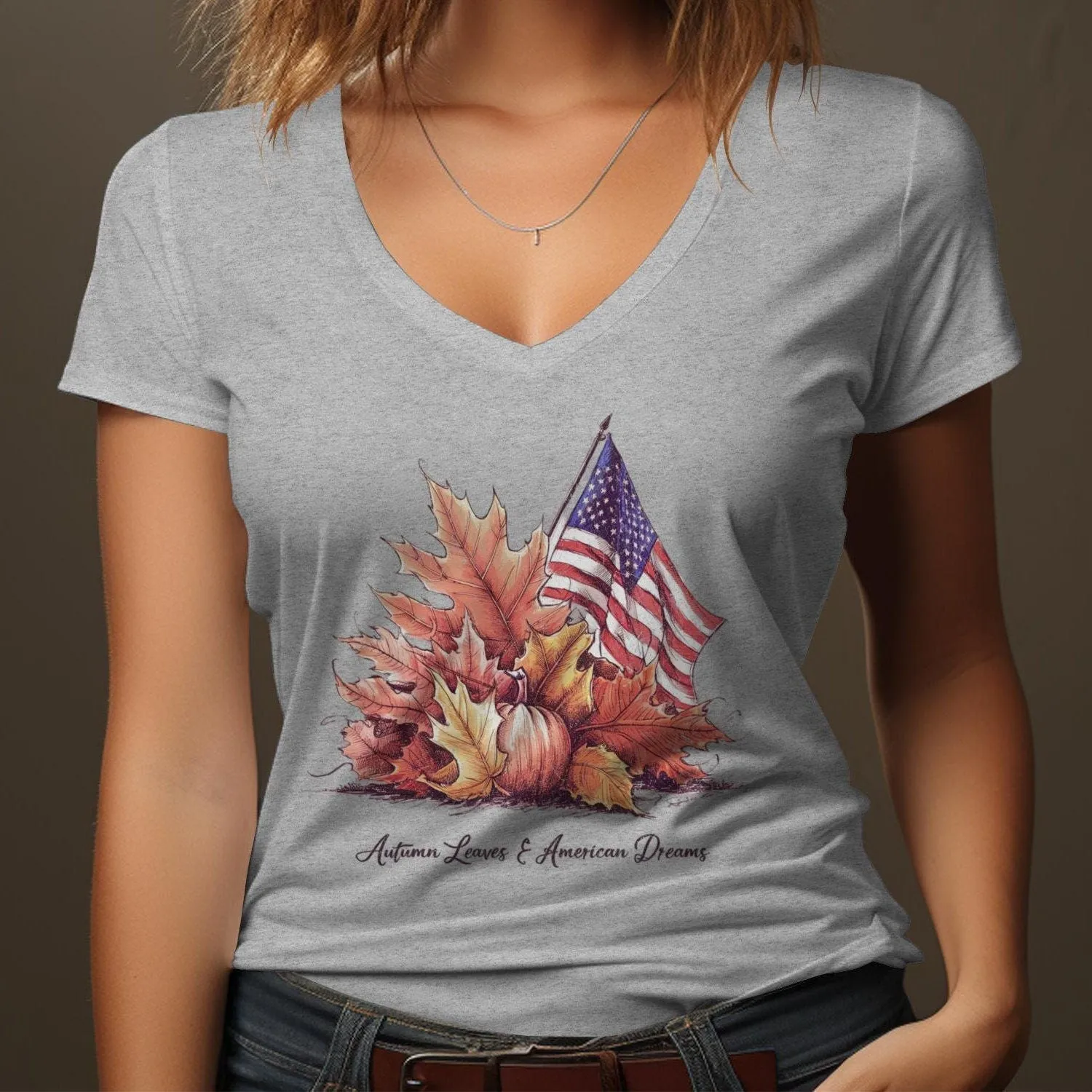 Autumn Leaves American Dreams T-Shirt, Fall Season Graphic Tee, Patriotic USA Shirt, Autumn Vibes, Cozy Fall Sweatshirt