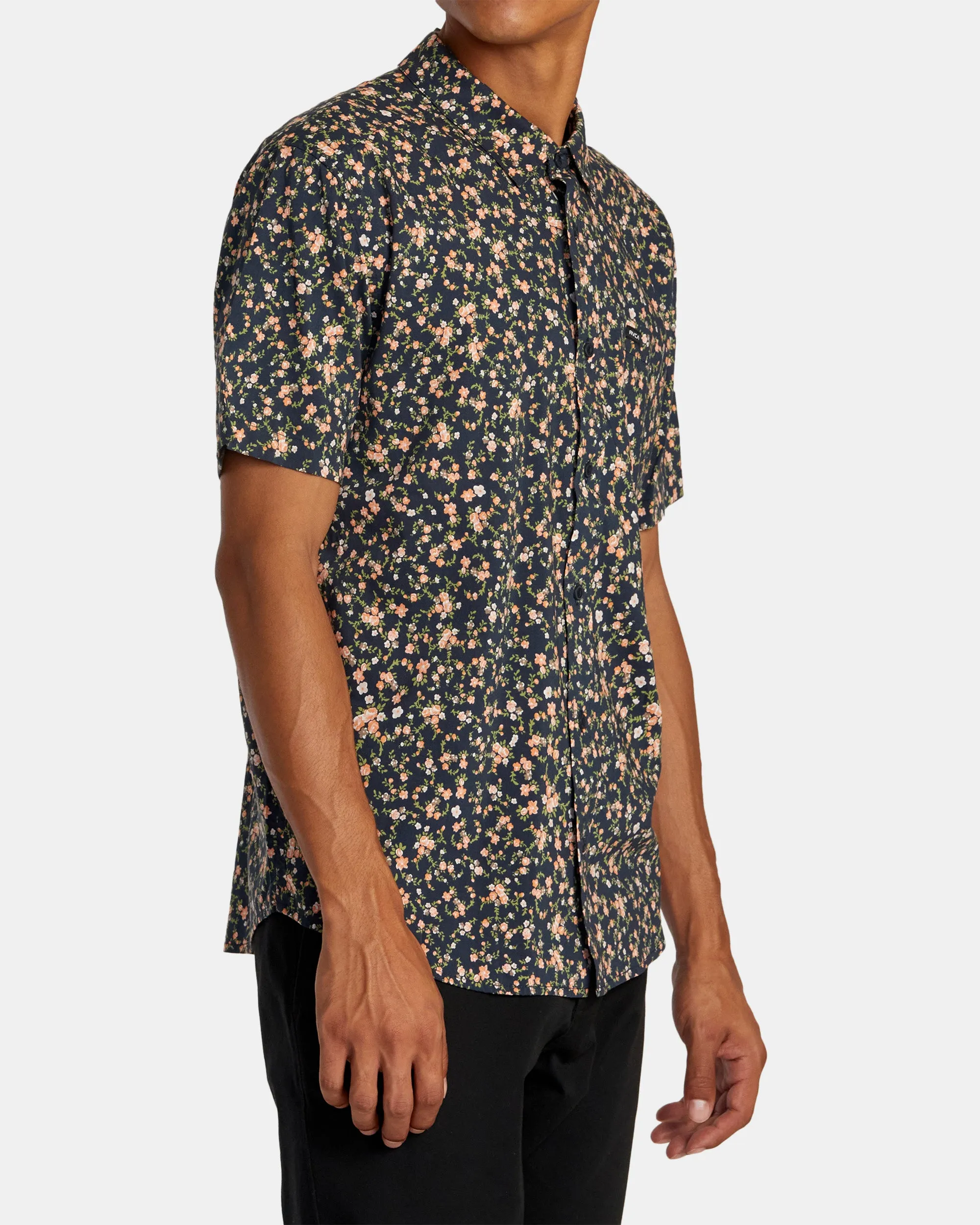 Botanical Short Sleeve Woven Shirt - Navy Marine