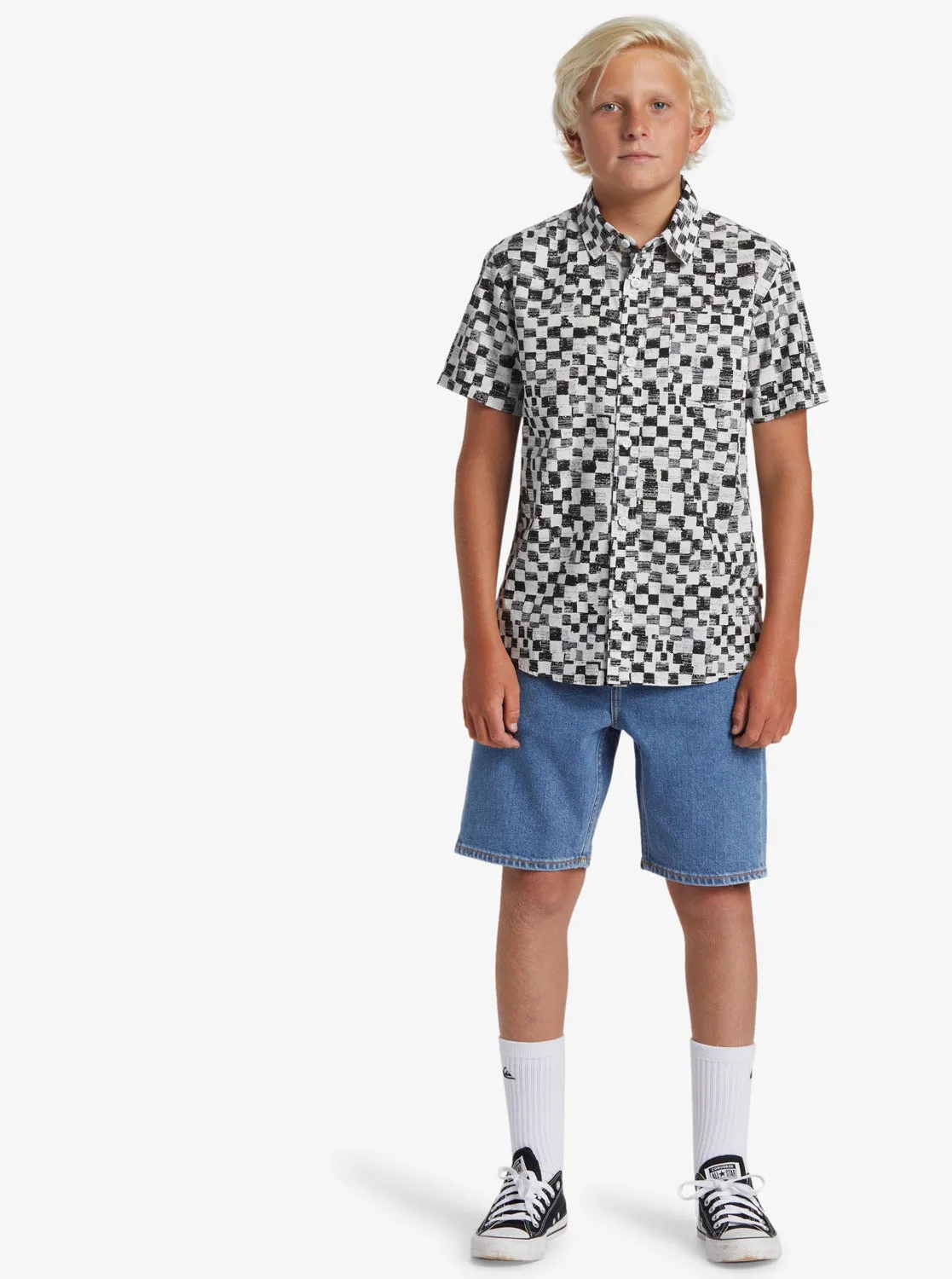 Boys 8-16 Saturn Distort Short Sleeve Woven Shirt - Black Mercury Ss Youth