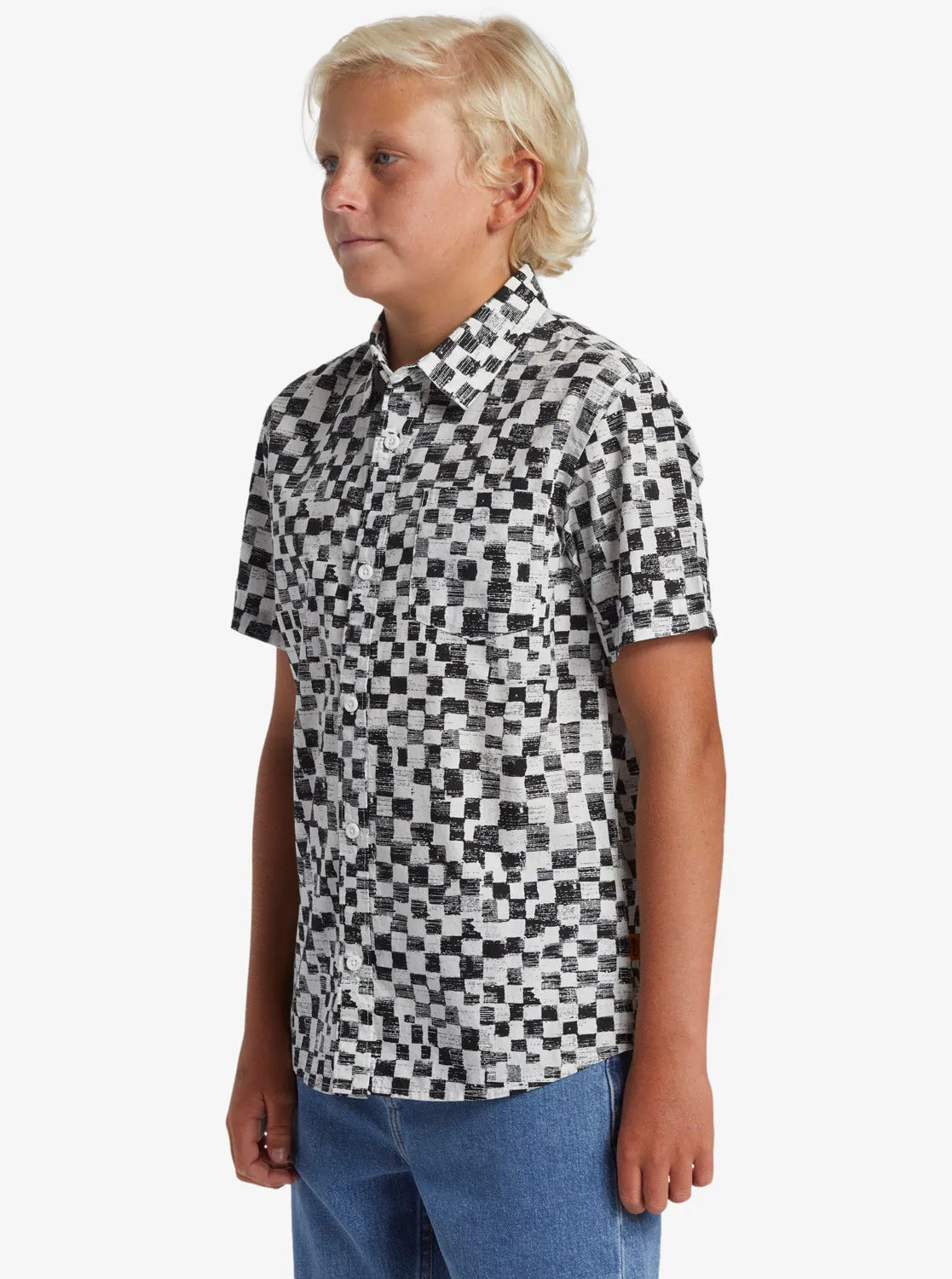 Boys 8-16 Saturn Distort Short Sleeve Woven Shirt - Black Mercury Ss Youth