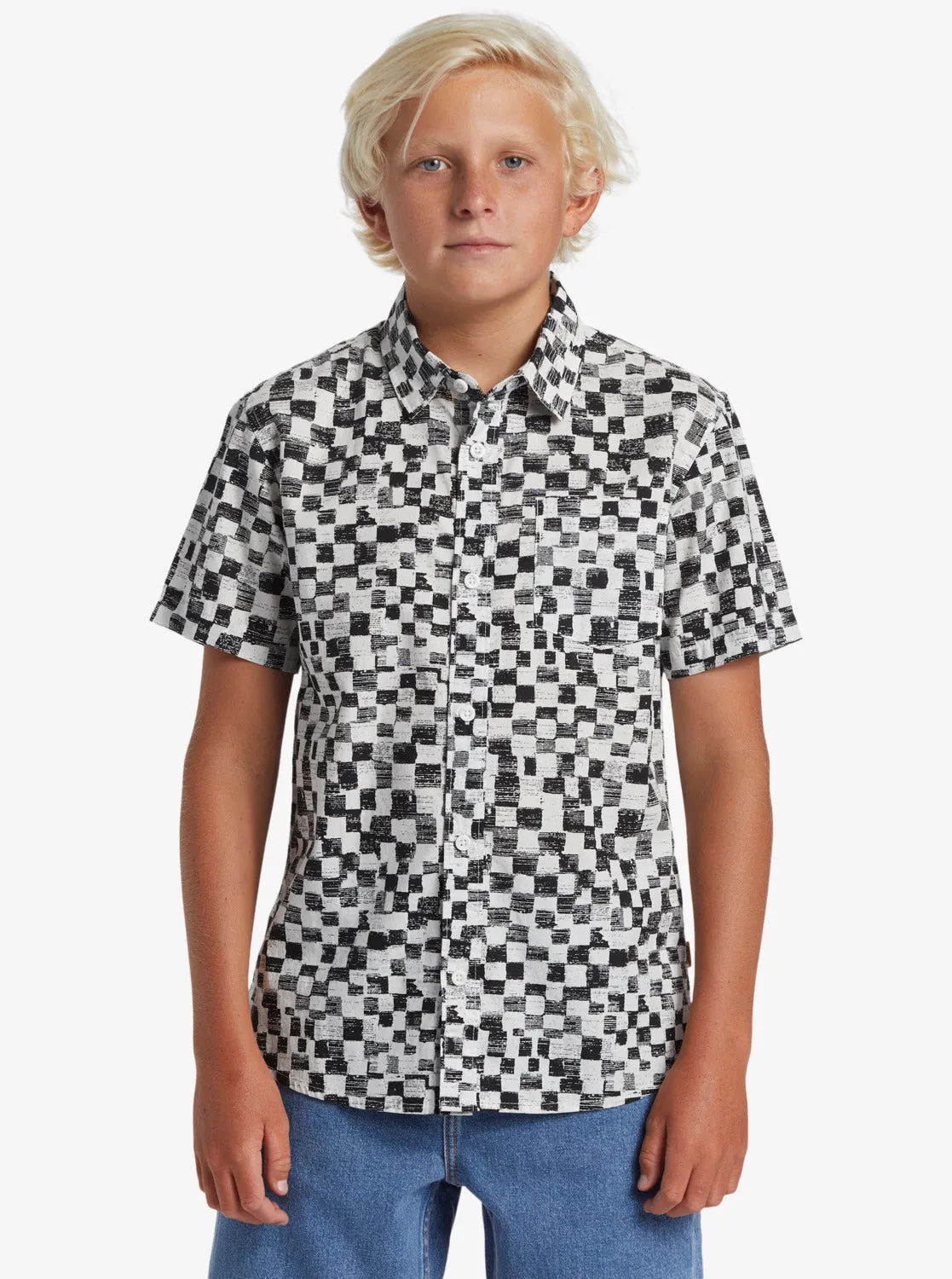 Boys 8-16 Saturn Distort Short Sleeve Woven Shirt - Black Mercury Ss Youth