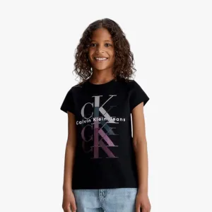 Calvin Klein Girls Monogram Repeat Tee Black