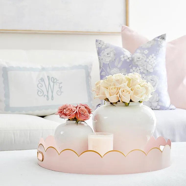 Cece Scalloped Tray in Blush