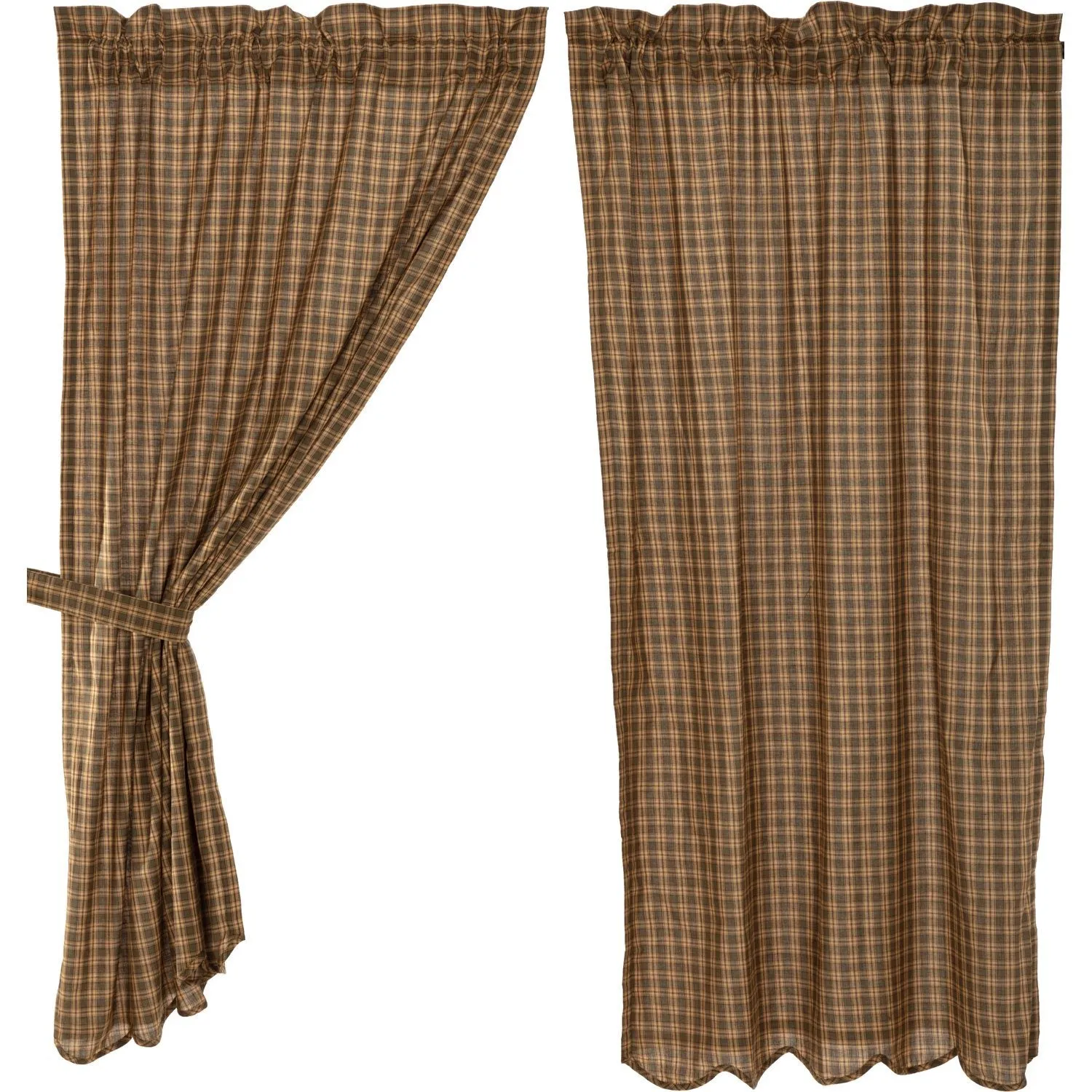 Cedar Ridge Scalloped Lined Short Panel Curtains 63"