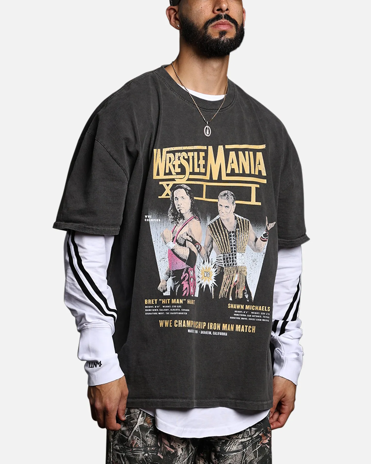 Culture Kings X WWE Bret "The Hit Man" Hart vs. Shawn Michaels Wrestlemania XII Vintage T-Shirt Black Wash