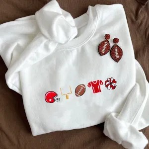 Customizable Football Icons Embroidered Gemma Crewneck Sweatshirt