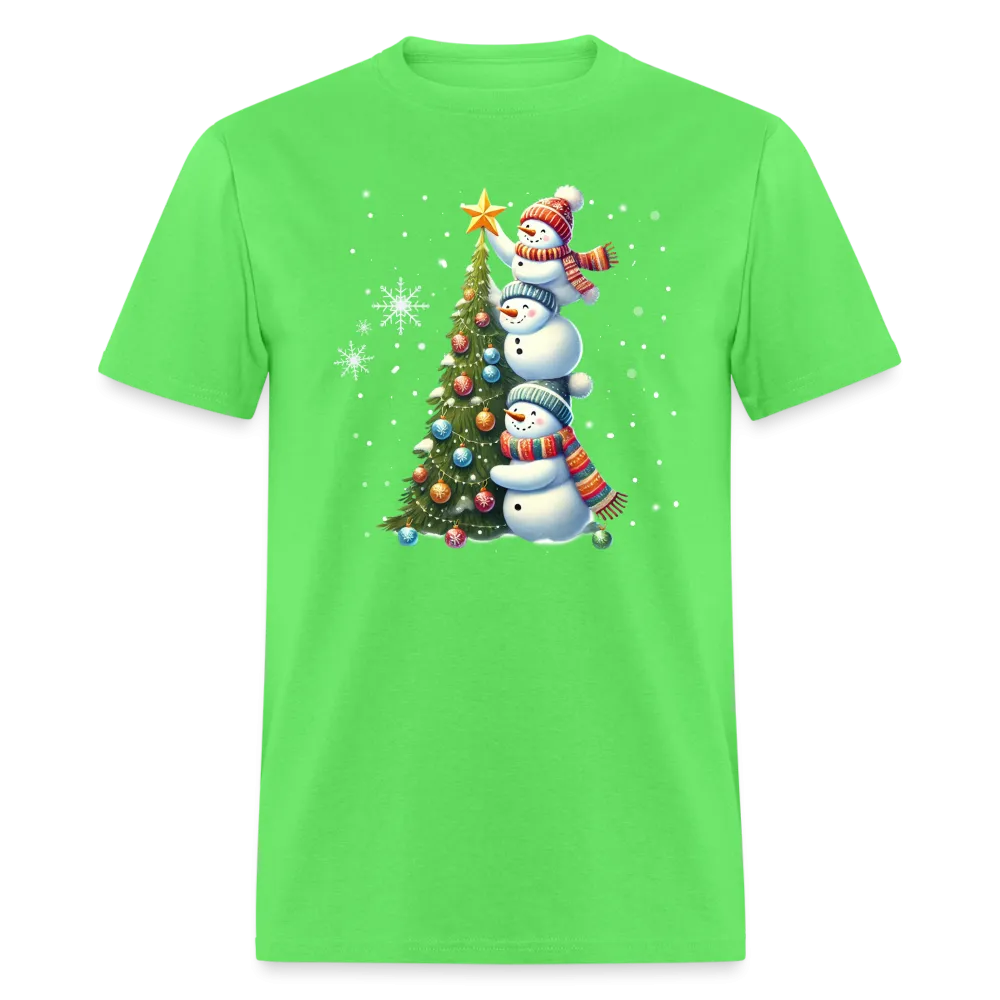 Cute Snowman Decorating Christmas Tree T-Shirt