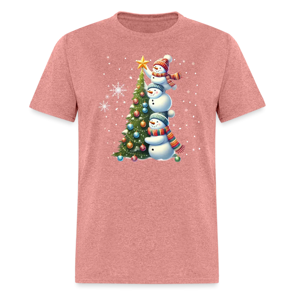 Cute Snowman Decorating Christmas Tree T-Shirt