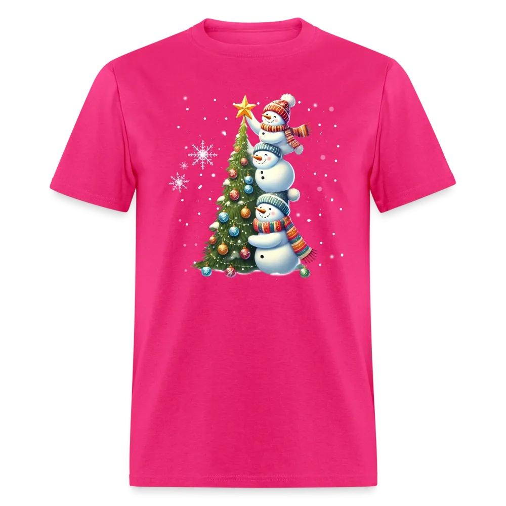 Cute Snowman Decorating Christmas Tree T-Shirt