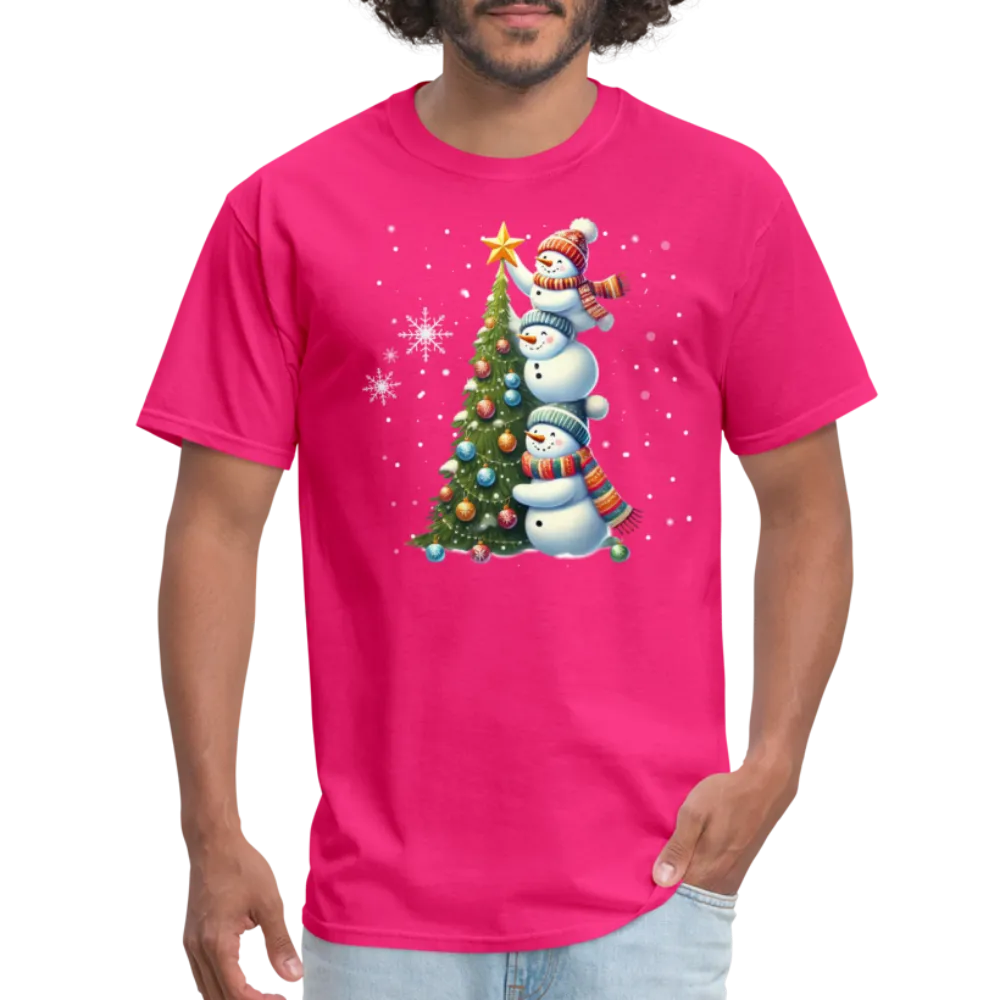 Cute Snowman Decorating Christmas Tree T-Shirt