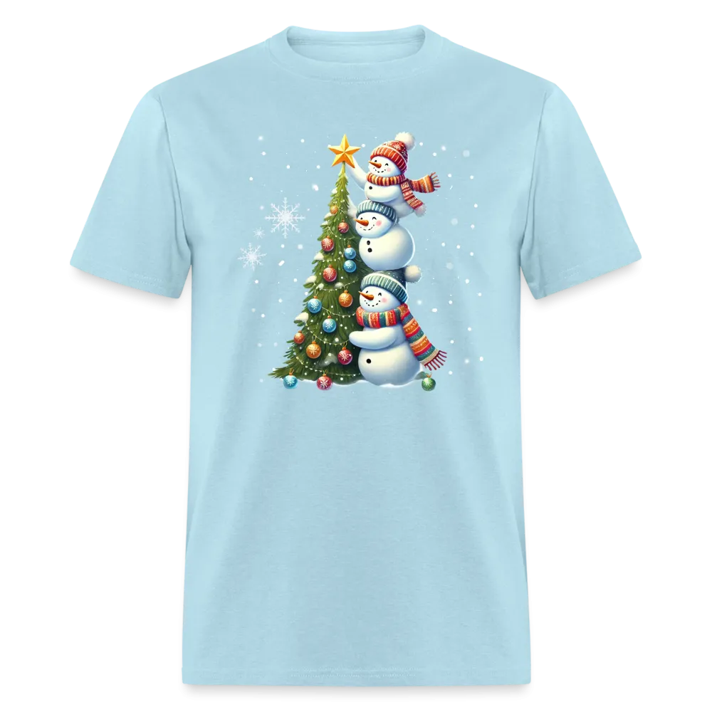 Cute Snowman Decorating Christmas Tree T-Shirt