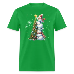 Cute Snowman Decorating Christmas Tree T-Shirt