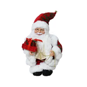 Decoris Polyester Santa Figure with Gift 46cm - Red