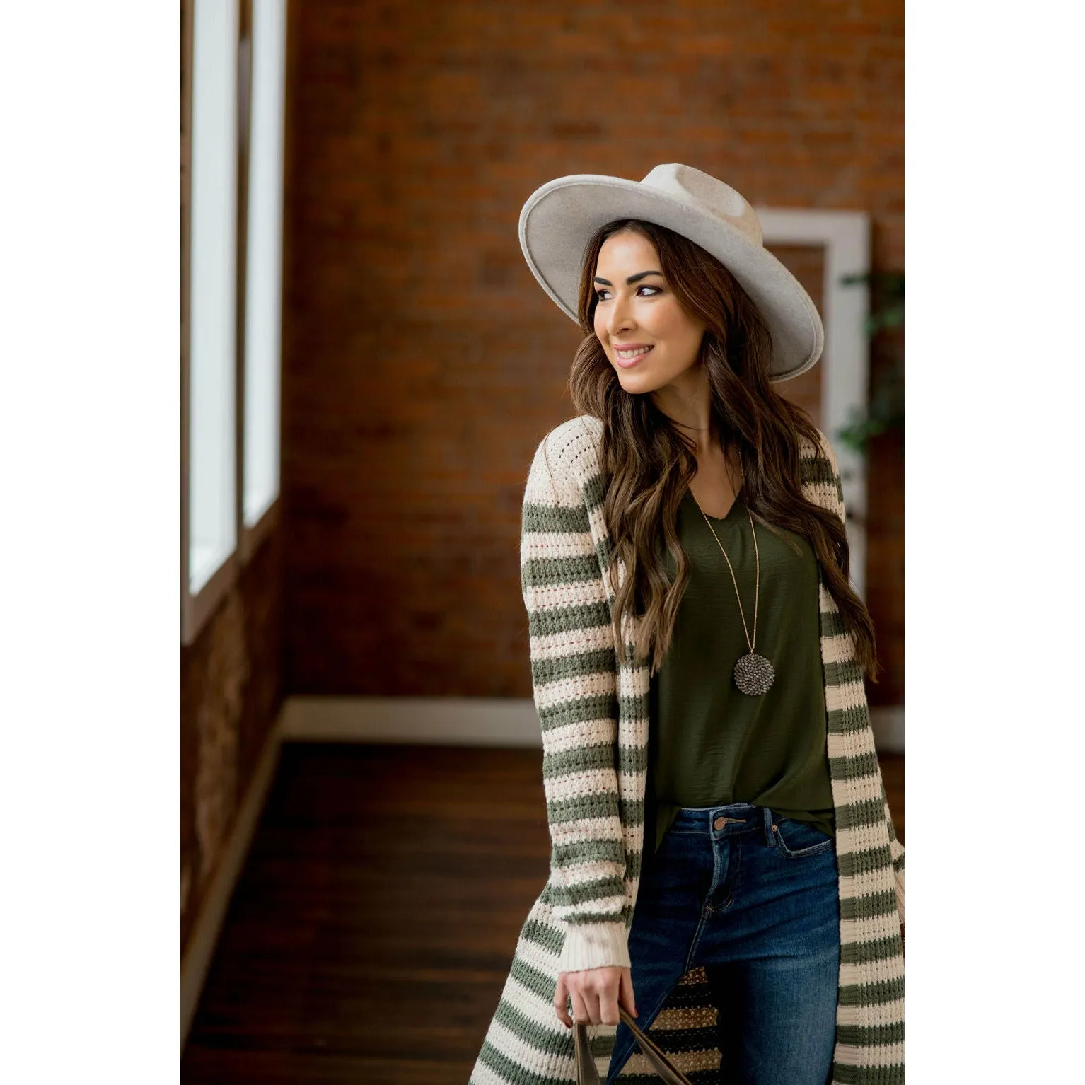 Every Day Loose Knit Striped Cardigan