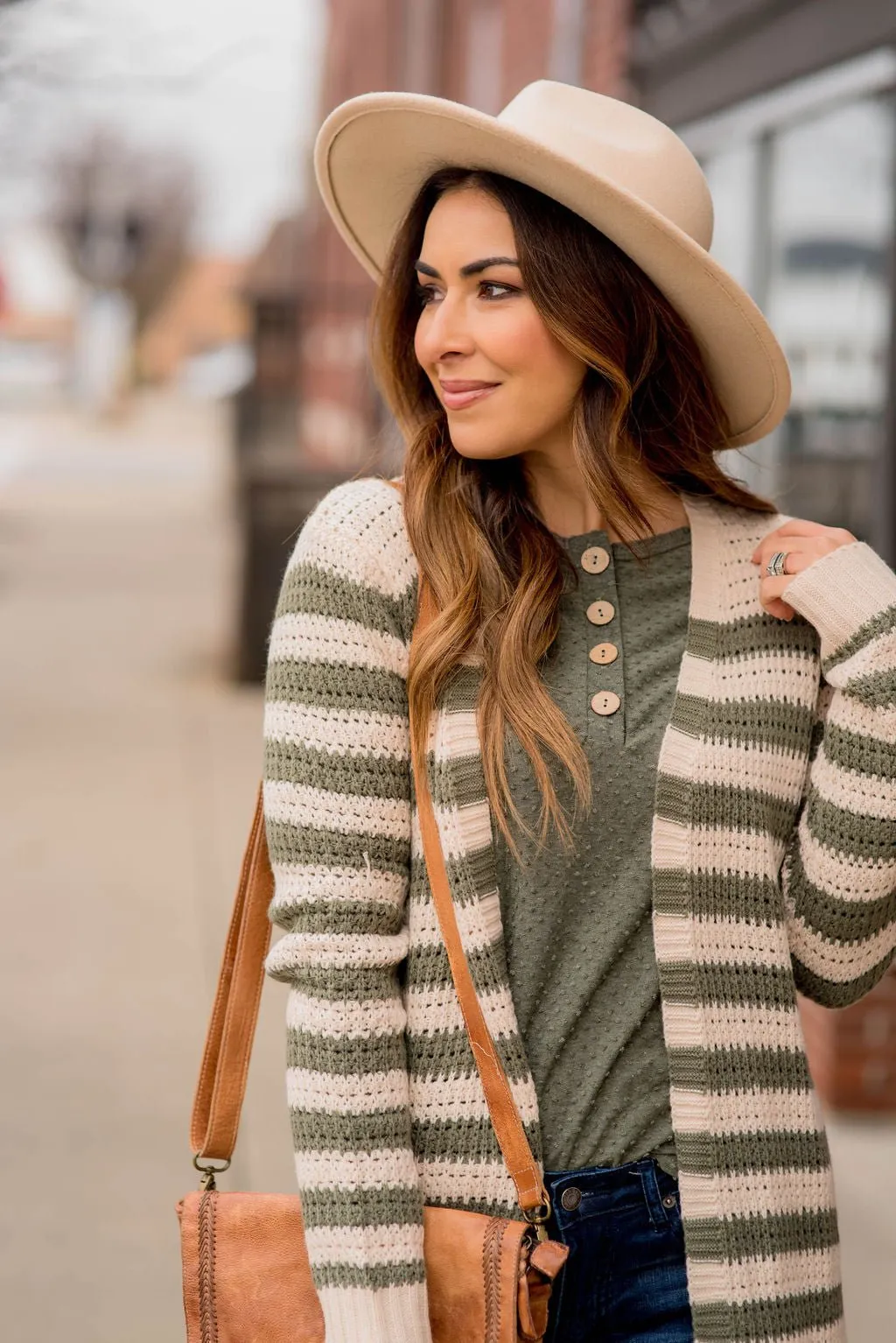 Every Day Loose Knit Striped Cardigan