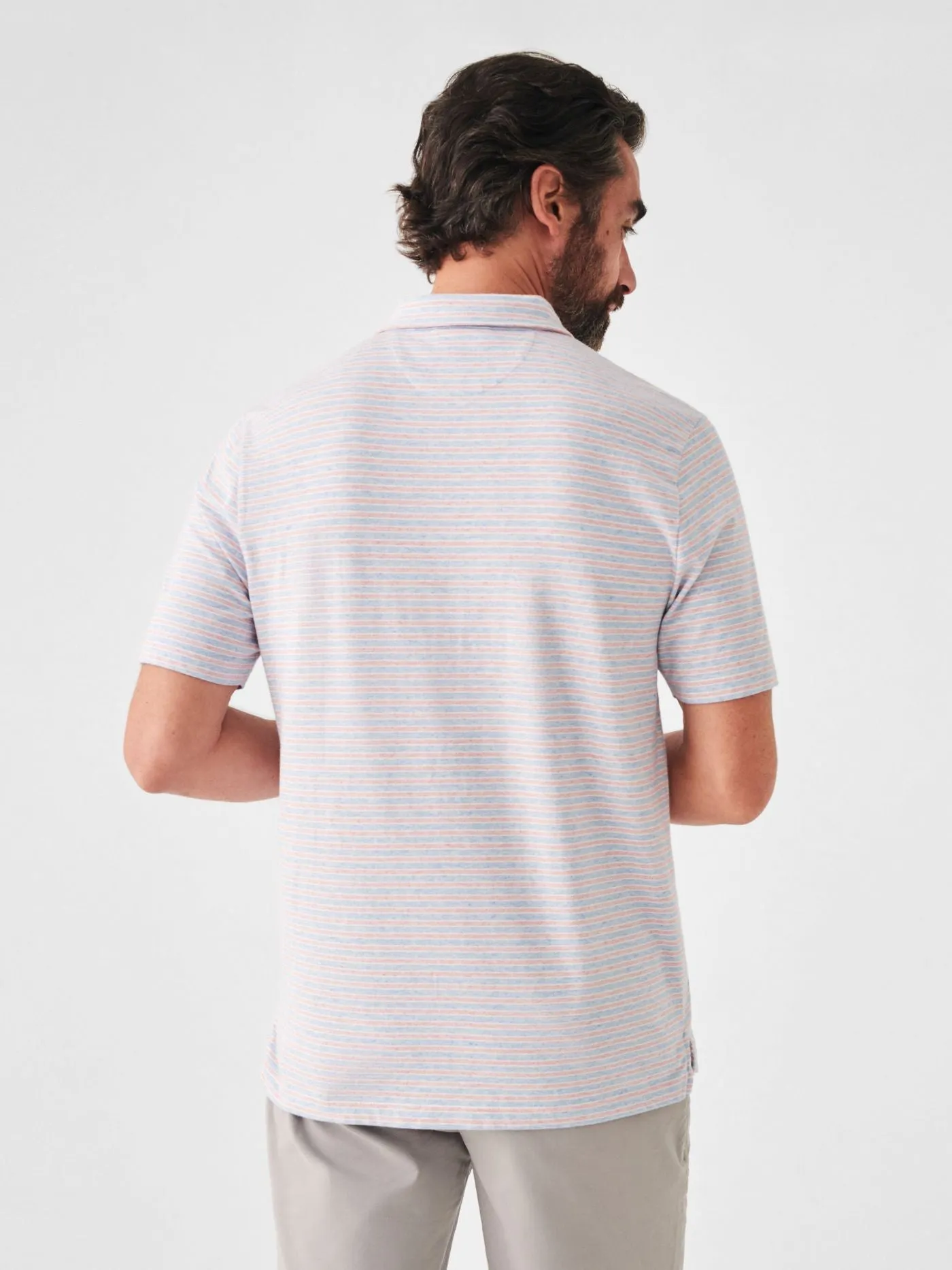 Faherty Short Sleeve Movement Polo in Horizon Line Stripe