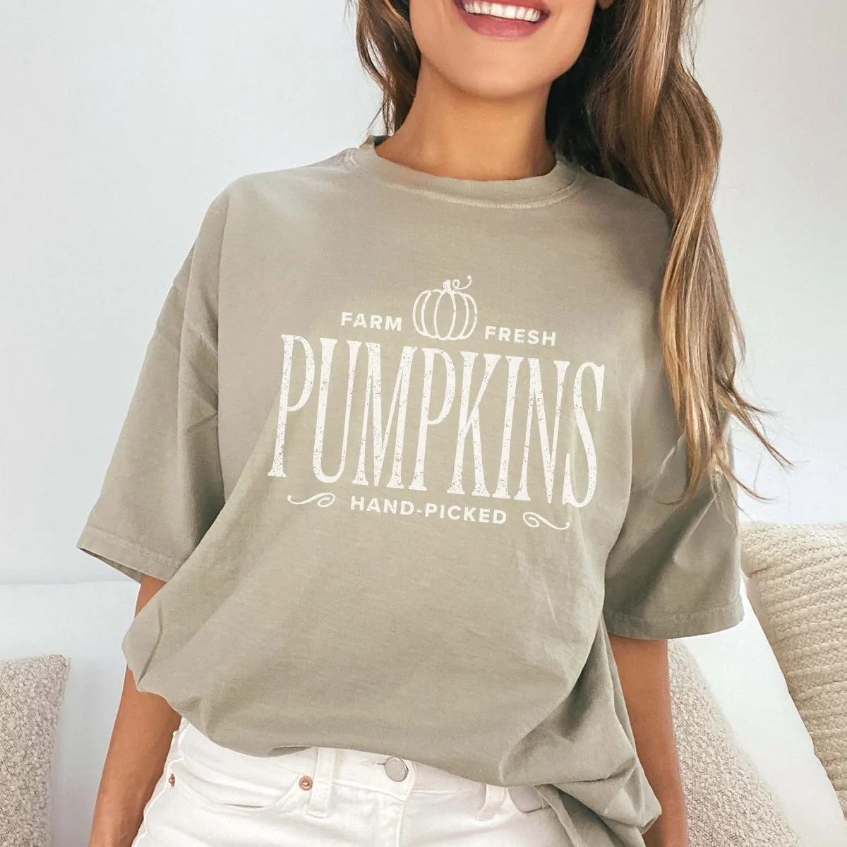 Farm Fresh Pumpkins Hand Picked Comfort Color Wholesale Tee - Fast Shipping