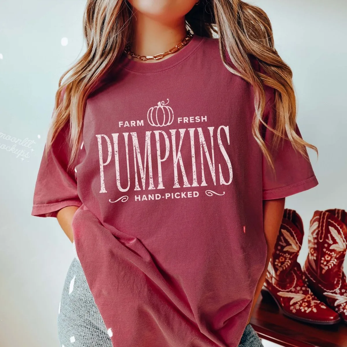 Farm Fresh Pumpkins Hand Picked Comfort Color Wholesale Tee - Fast Shipping