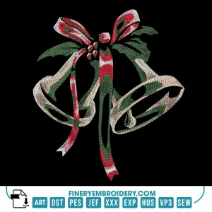 Festive Holiday Bells Embroidery Design