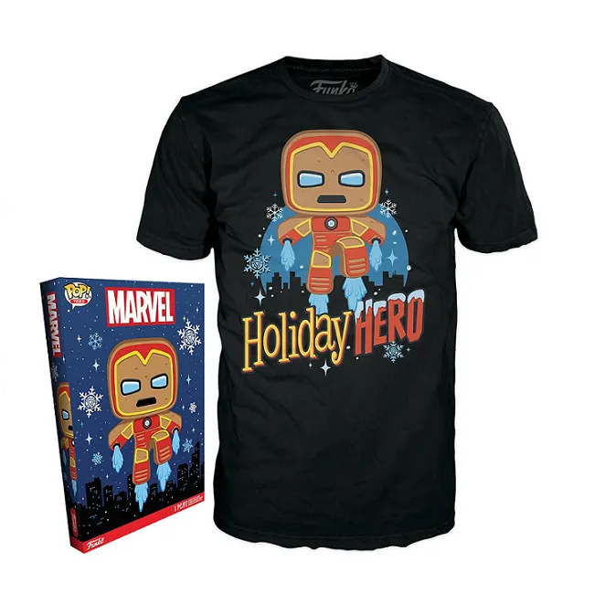 Gingerbread Iron Man - Marvel Holiday Boxed Funko Pop! Tees [Size-2XL]