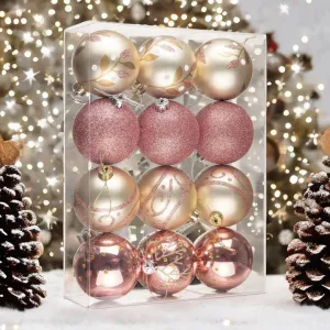 Glamorous and Cute Shiny Pink and Rose Gold Christmas Ornament set