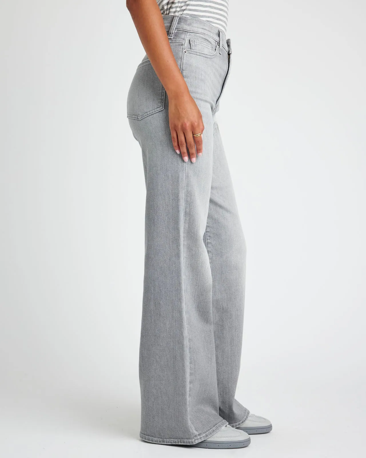 Grey High-Rise Wide Leg Jean