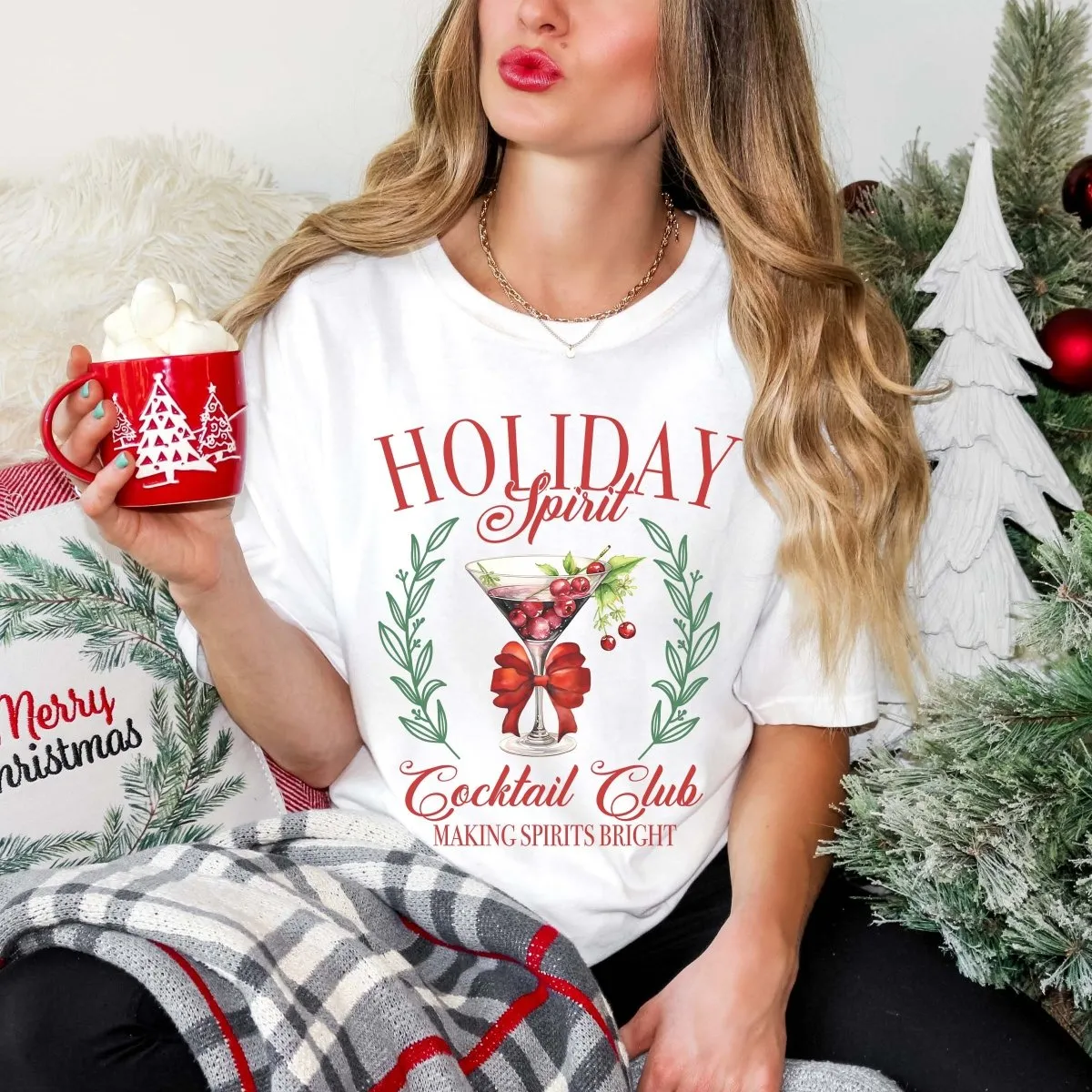 Holiday Spirit Cocktail Club Wholesale Comfort Color Graphic Tee - Fast Shipping