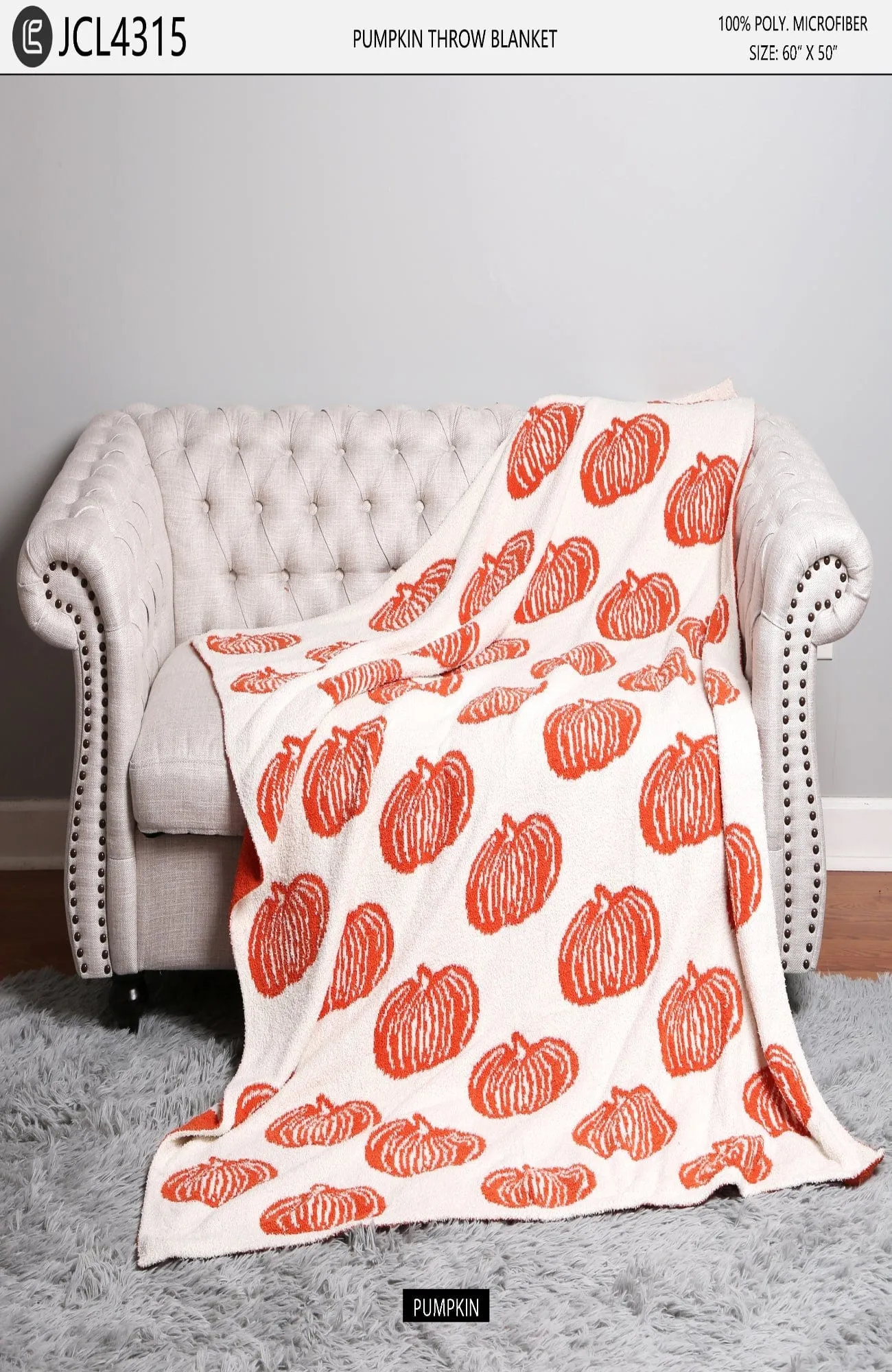 JCL4315 Super Lux Pumpkin Throw Blanket