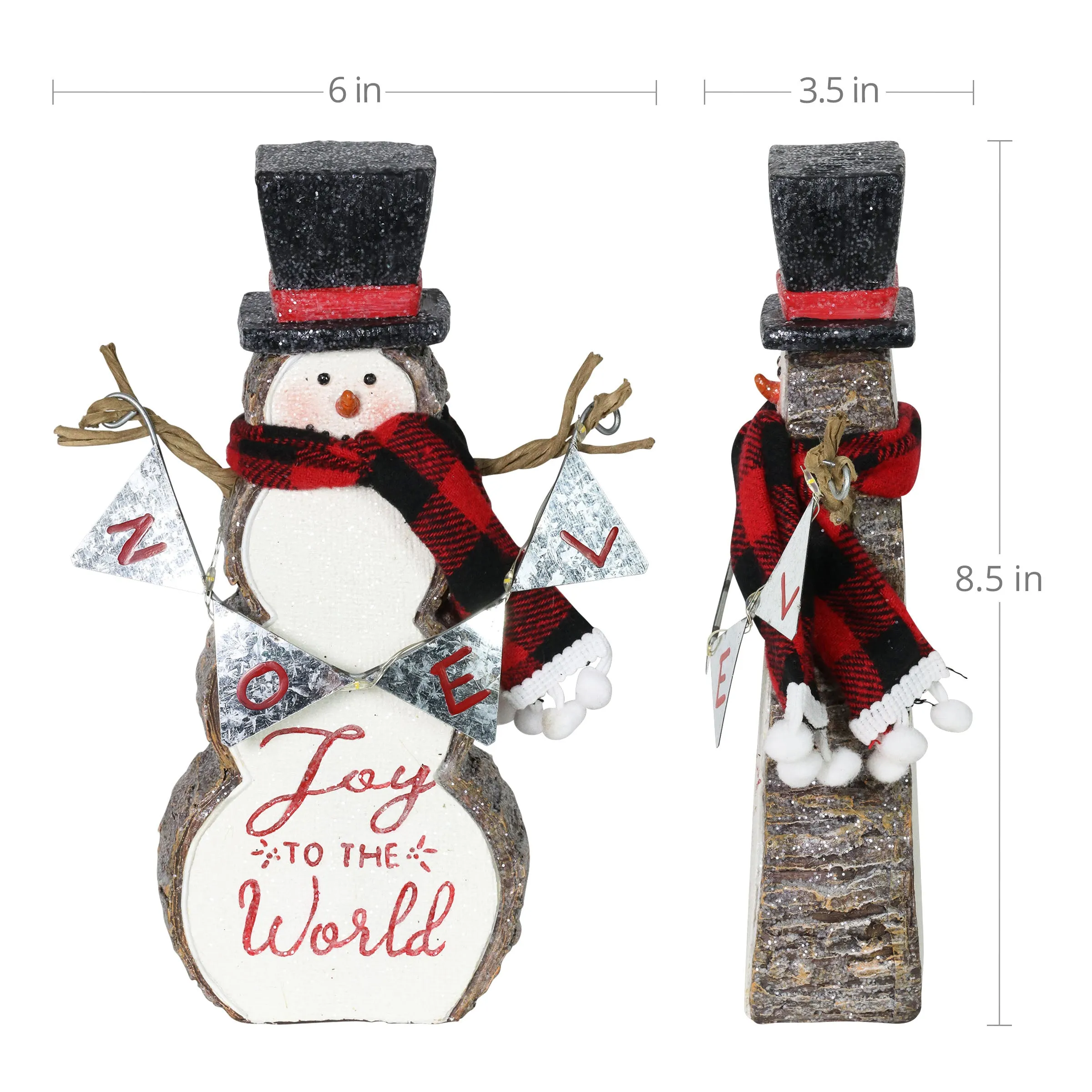 Joy To The World LED Snowman Statue on a Battery Powered Timer, 8.5 Inch