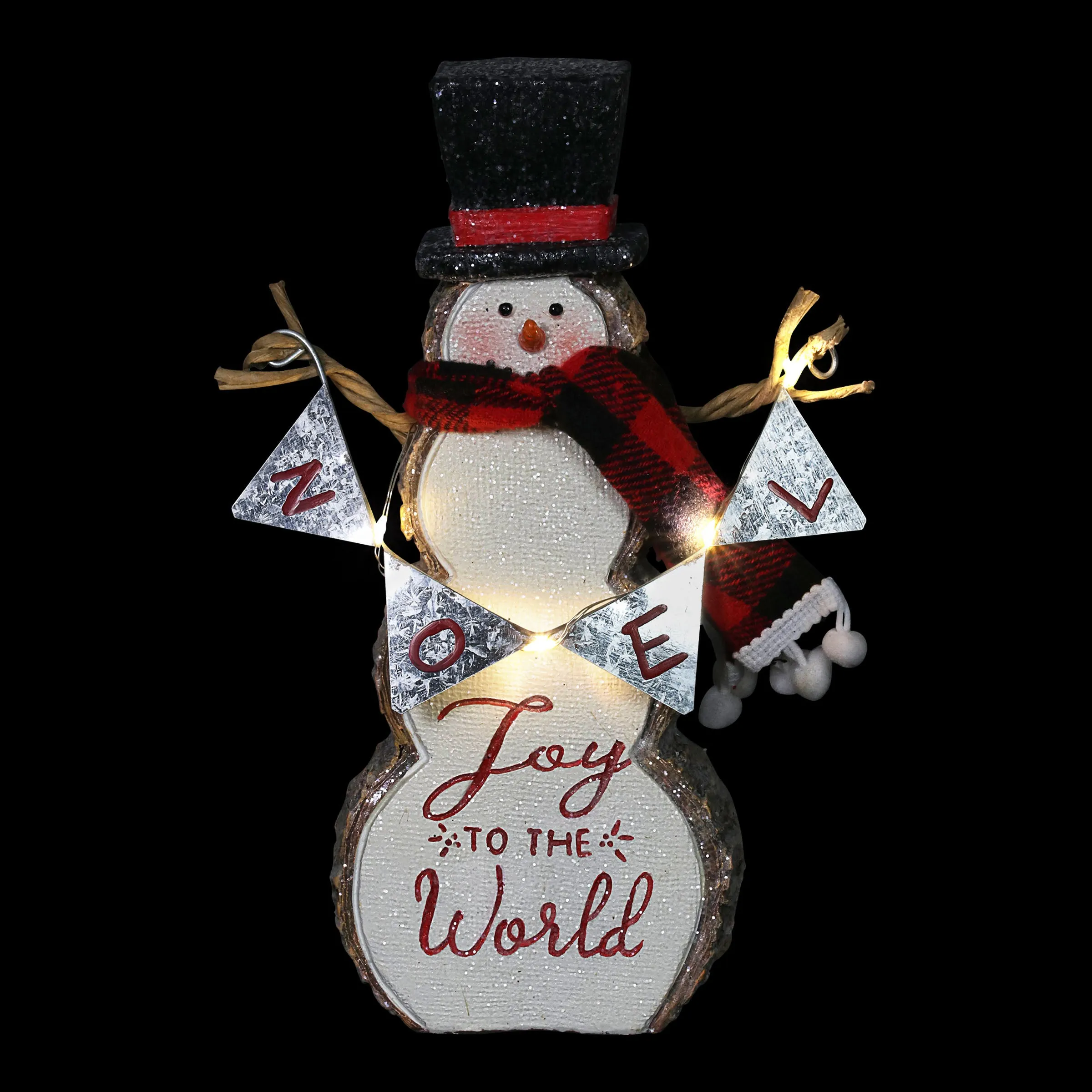 Joy To The World LED Snowman Statue on a Battery Powered Timer, 8.5 Inch