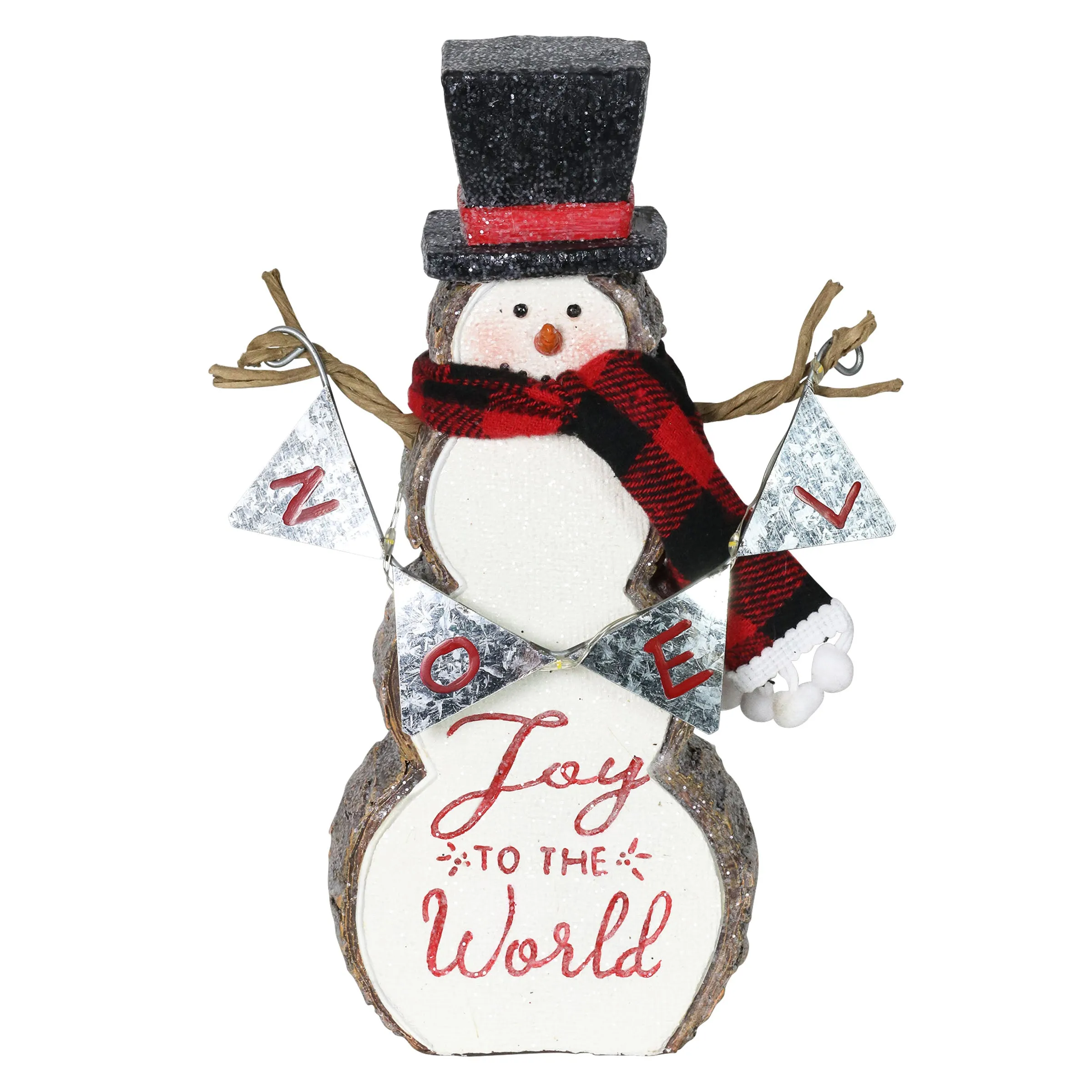 Joy To The World LED Snowman Statue on a Battery Powered Timer, 8.5 Inch