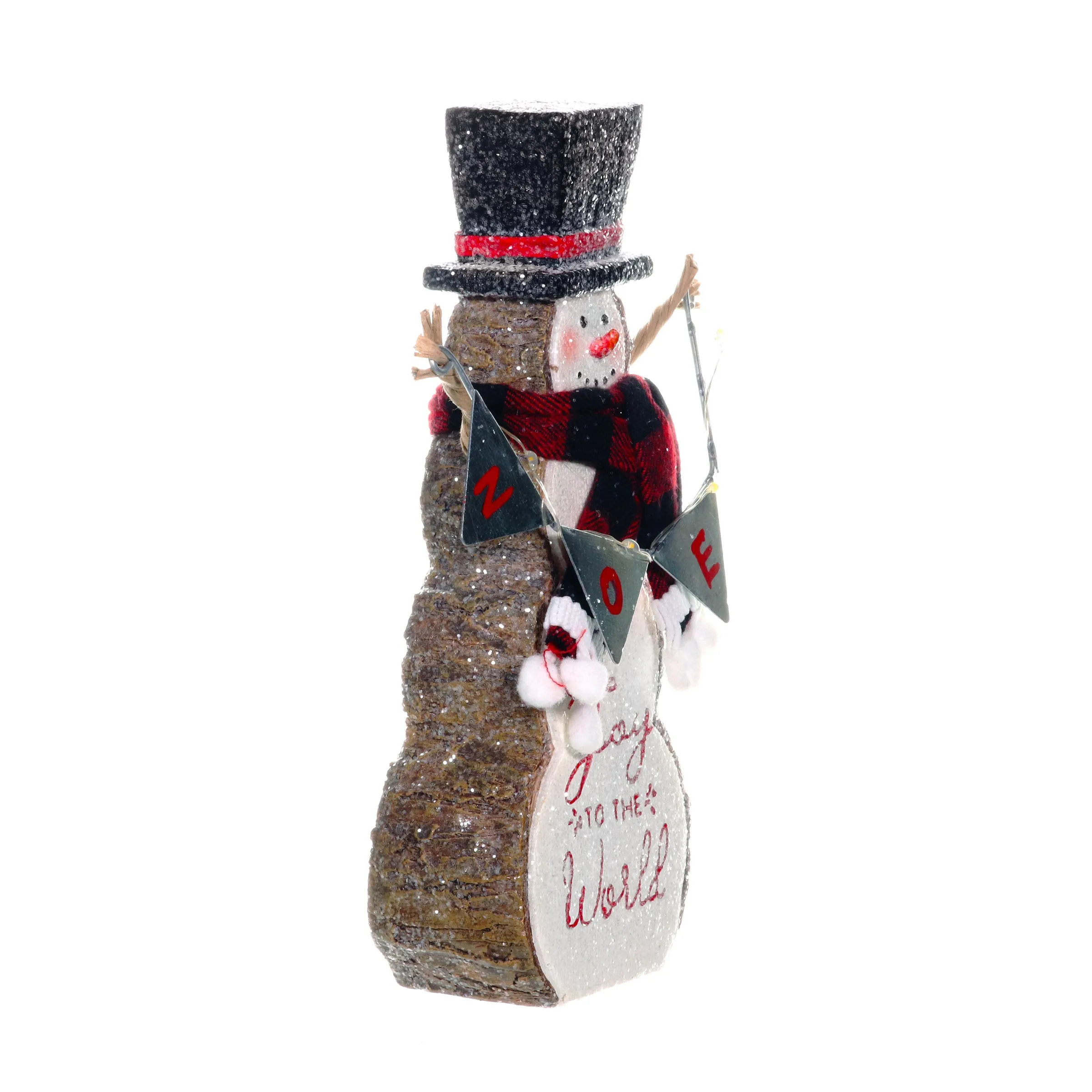 Joy To The World LED Snowman Statue on a Battery Powered Timer, 8.5 Inch