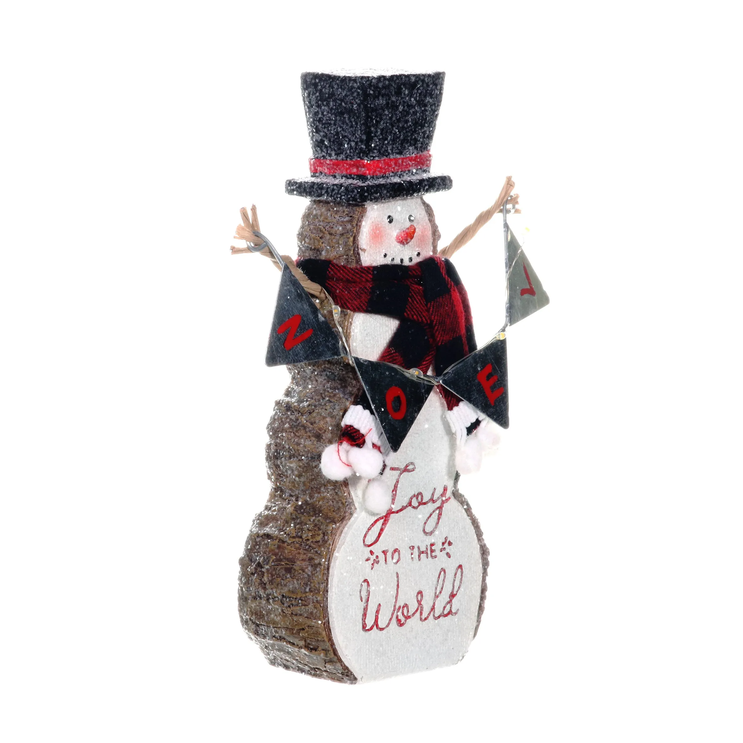 Joy To The World LED Snowman Statue on a Battery Powered Timer, 8.5 Inch