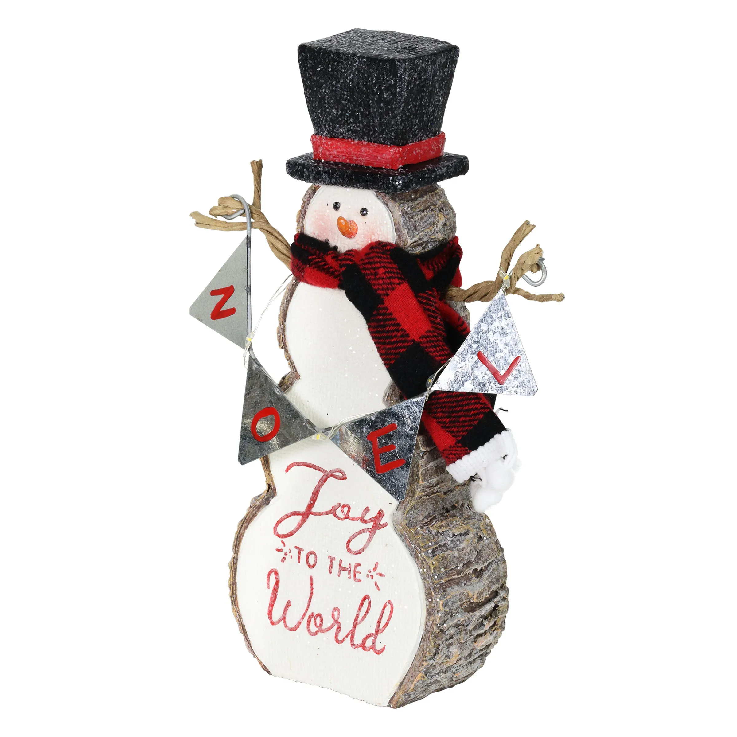 Joy To The World LED Snowman Statue on a Battery Powered Timer, 8.5 Inch