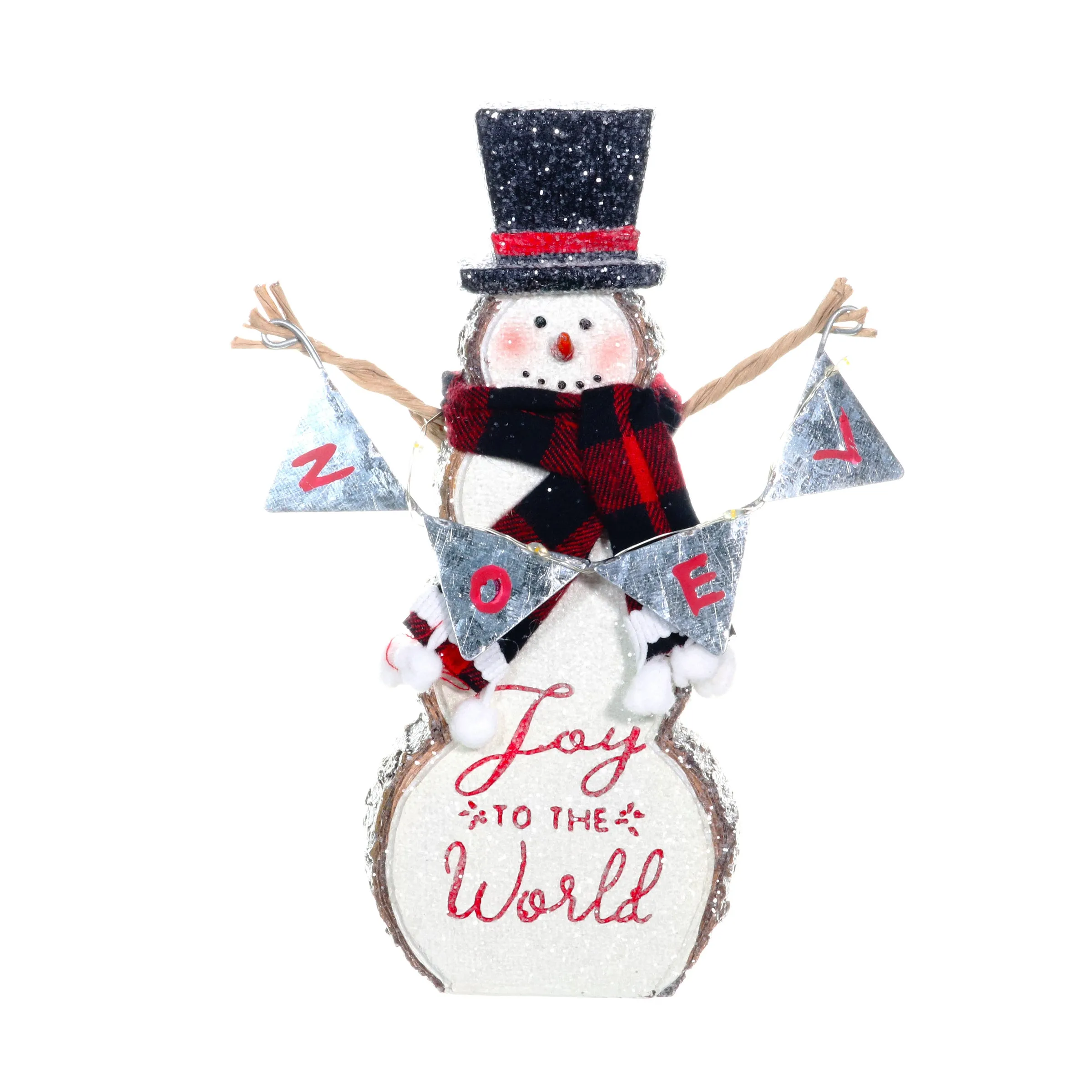 Joy To The World LED Snowman Statue on a Battery Powered Timer, 8.5 Inch