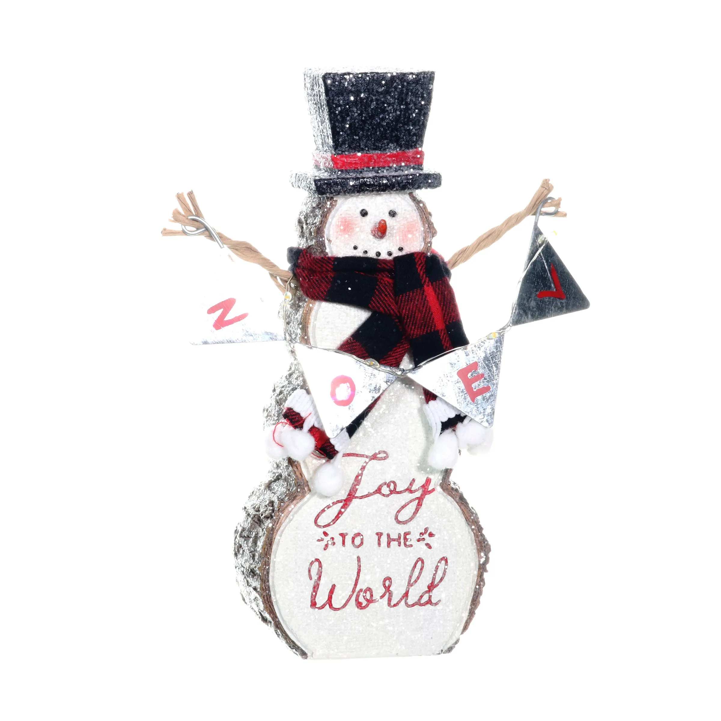 Joy To The World LED Snowman Statue on a Battery Powered Timer, 8.5 Inch