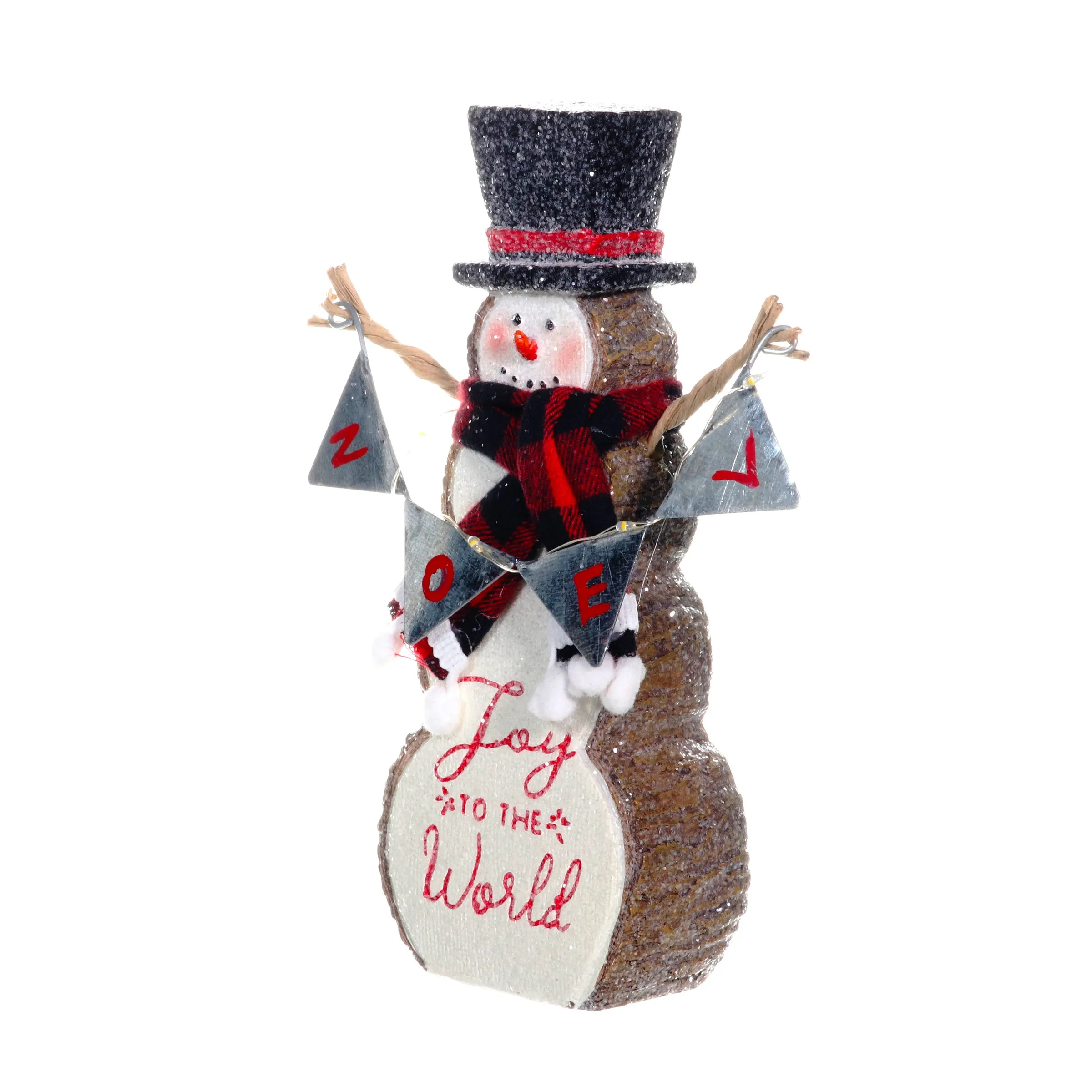 Joy To The World LED Snowman Statue on a Battery Powered Timer, 8.5 Inch