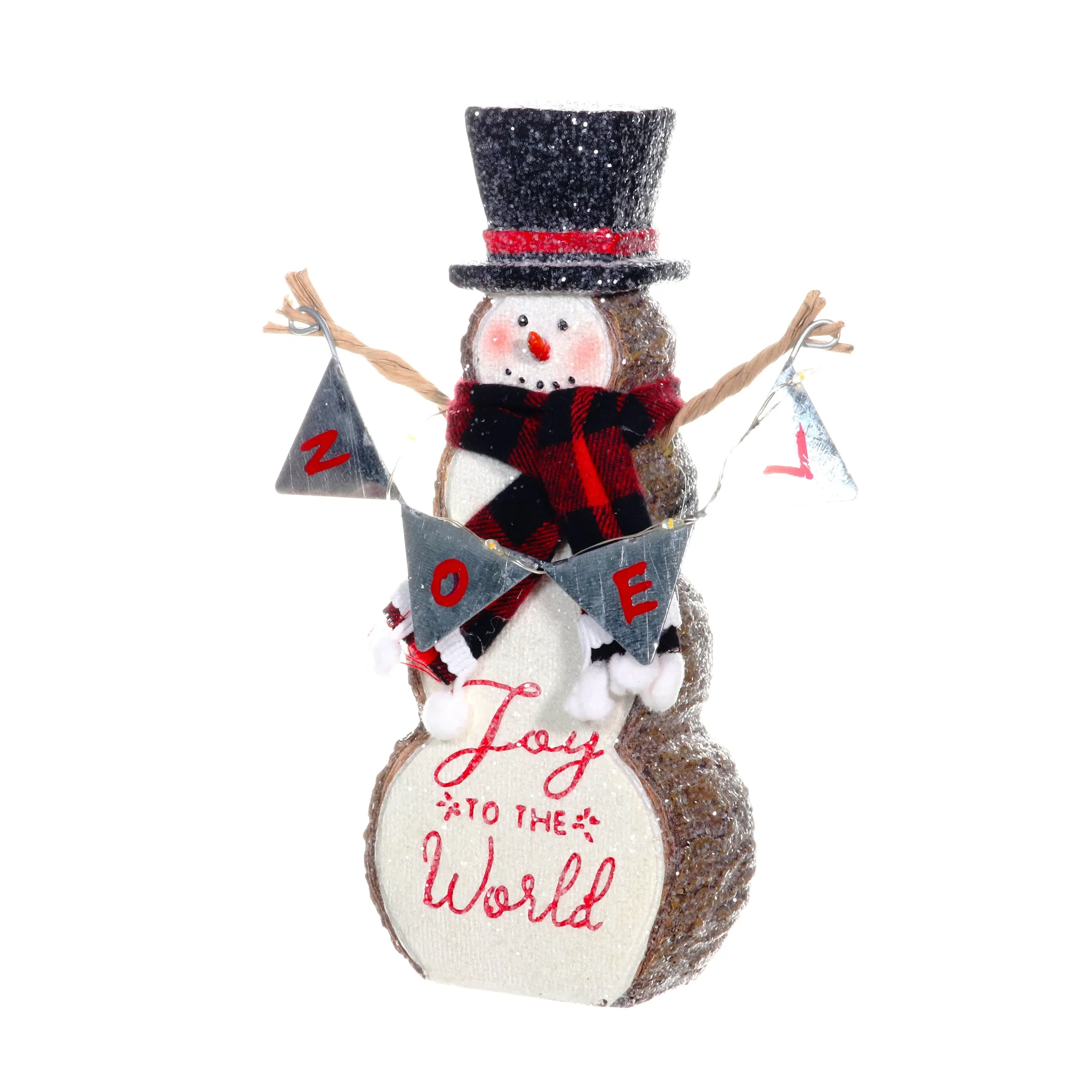 Joy To The World LED Snowman Statue on a Battery Powered Timer, 8.5 Inch