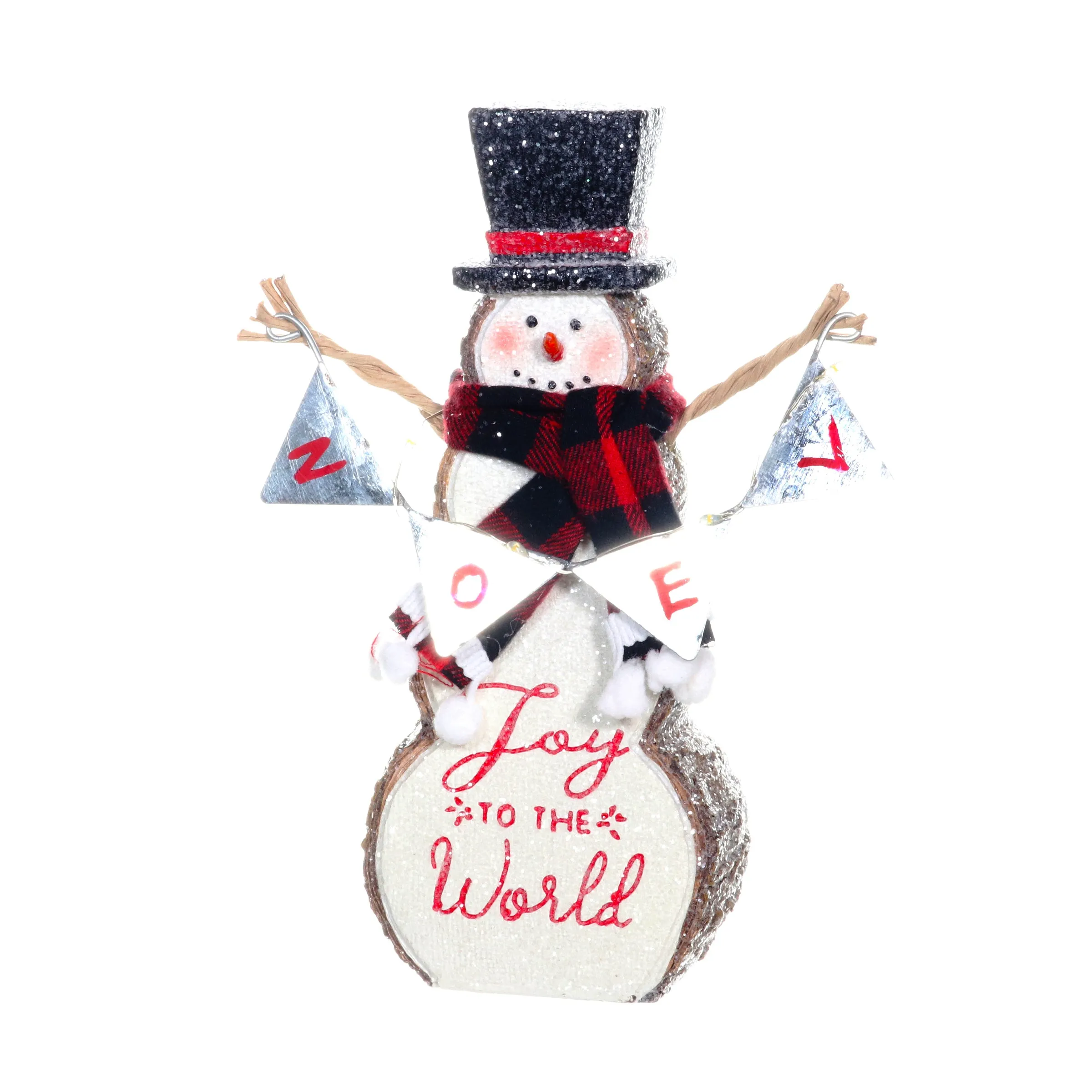 Joy To The World LED Snowman Statue on a Battery Powered Timer, 8.5 Inch