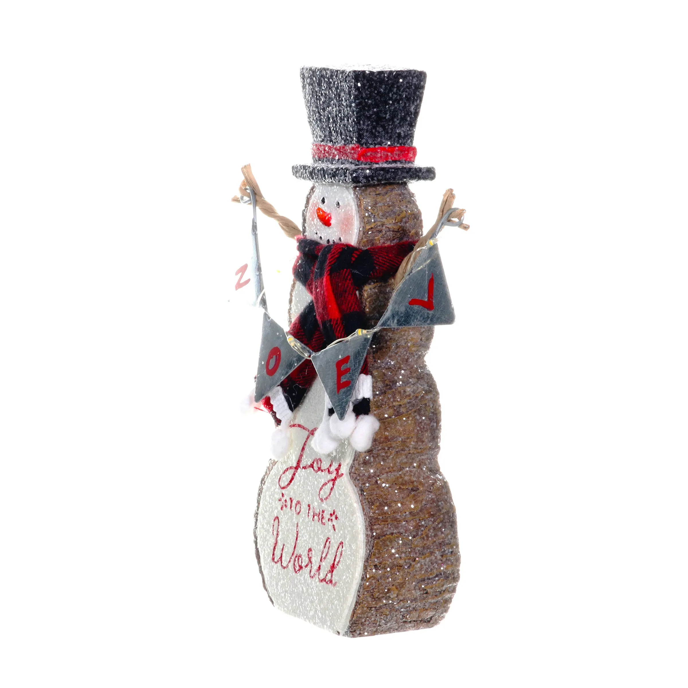 Joy To The World LED Snowman Statue on a Battery Powered Timer, 8.5 Inch