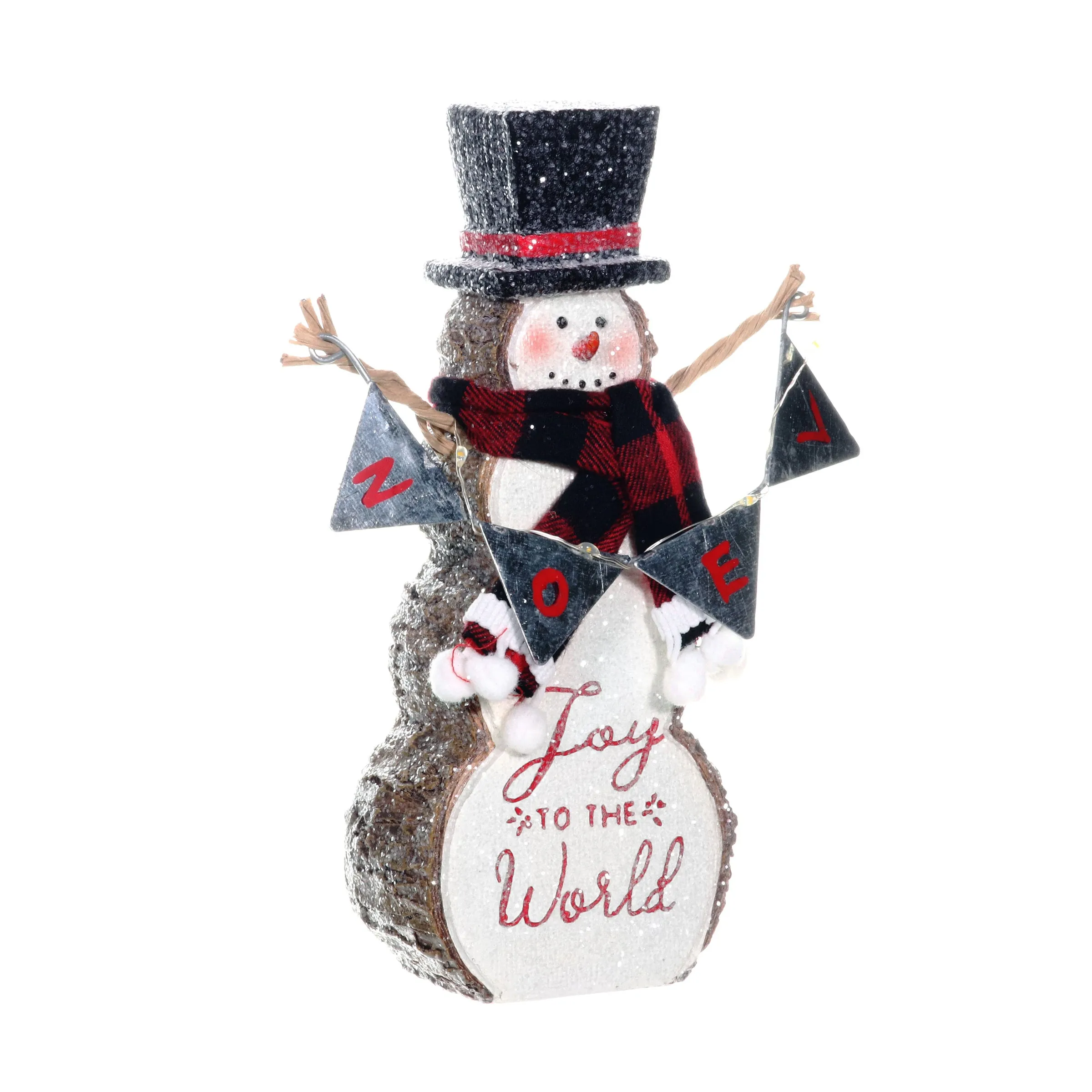 Joy To The World LED Snowman Statue on a Battery Powered Timer, 8.5 Inch