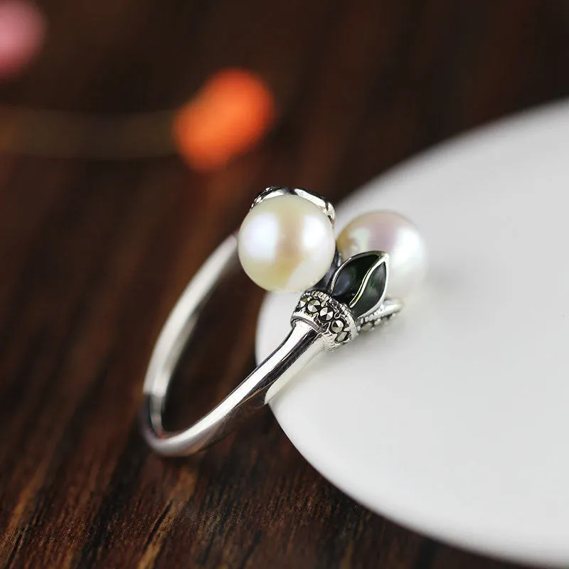 Luxe Tulip Pearl Ring 925 Silver