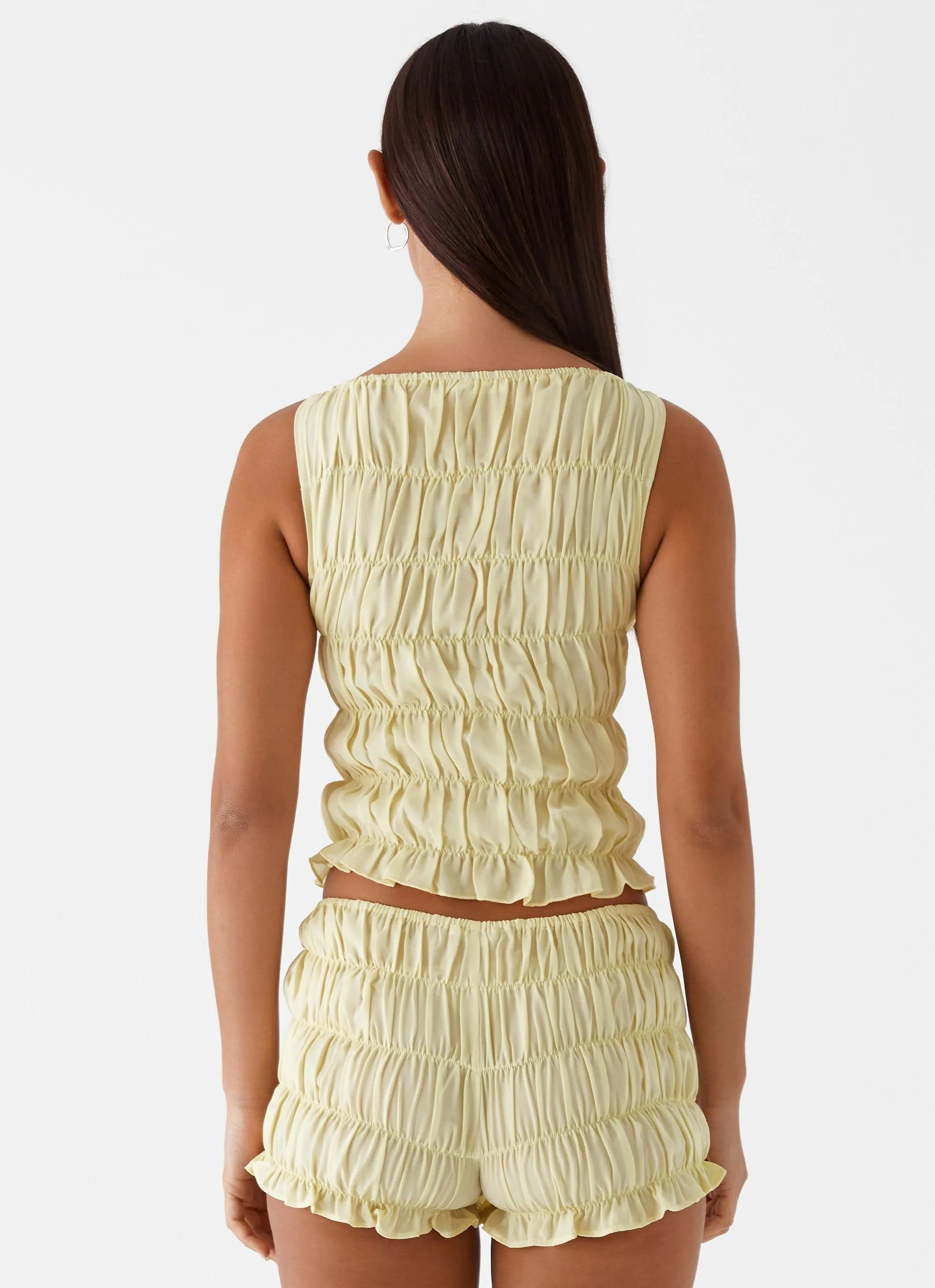 Messina Ruched Tank Top - Yellow