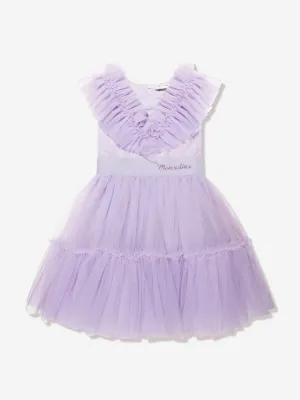 Monnalisa Girls Ruched Tulle Dress in Purple